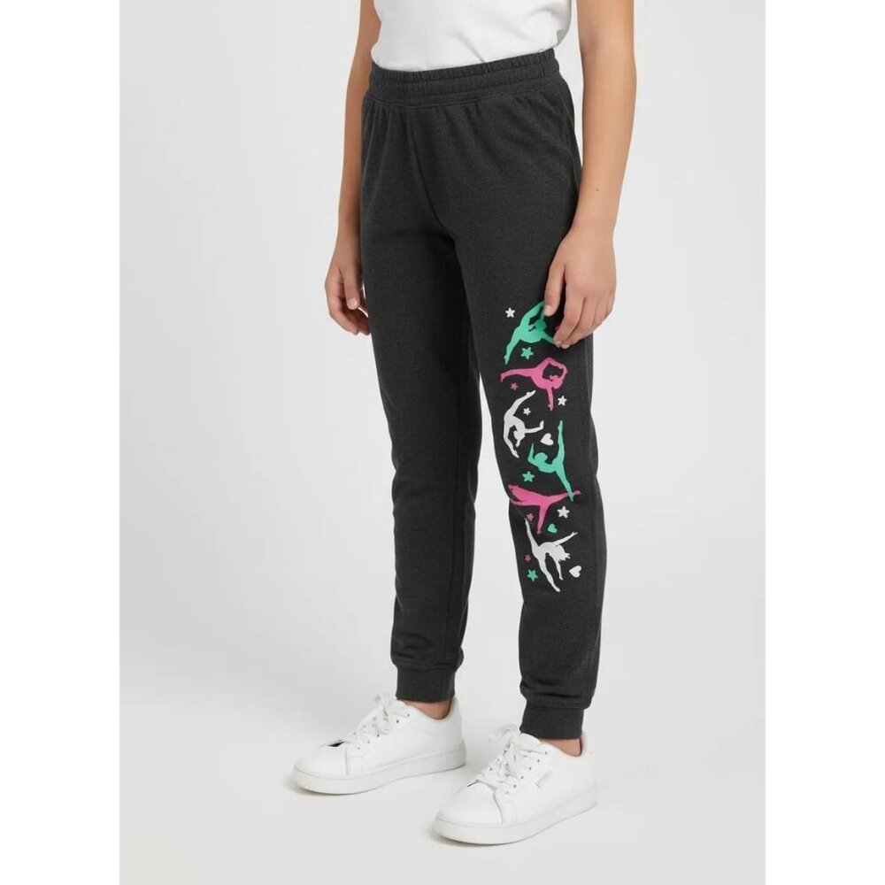 Instant Message Kids Youth Heather Charcoal Graphic Print Jogger Pants Size S/M